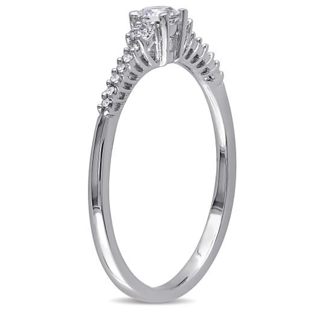 Julianna B Sterling Silver Created White Sapphire & Diamond Ring