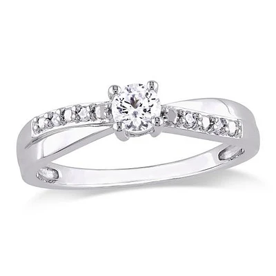 Julianna B Sterling Silver Created White Sapphire & Diamond Ring
