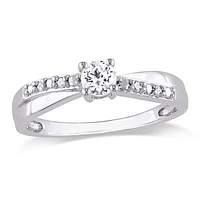 Julianna B Sterling Silver Created White Sapphire & Diamond Ring