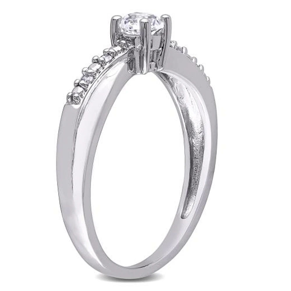 Julianna B Sterling Silver Created White Sapphire & Diamond Ring