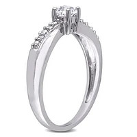 Julianna B Sterling Silver Created White Sapphire & Diamond Ring