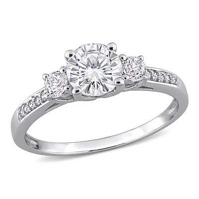 Julianna B 10K White Gold Created White Sapphire & Diamond Engagement Ring