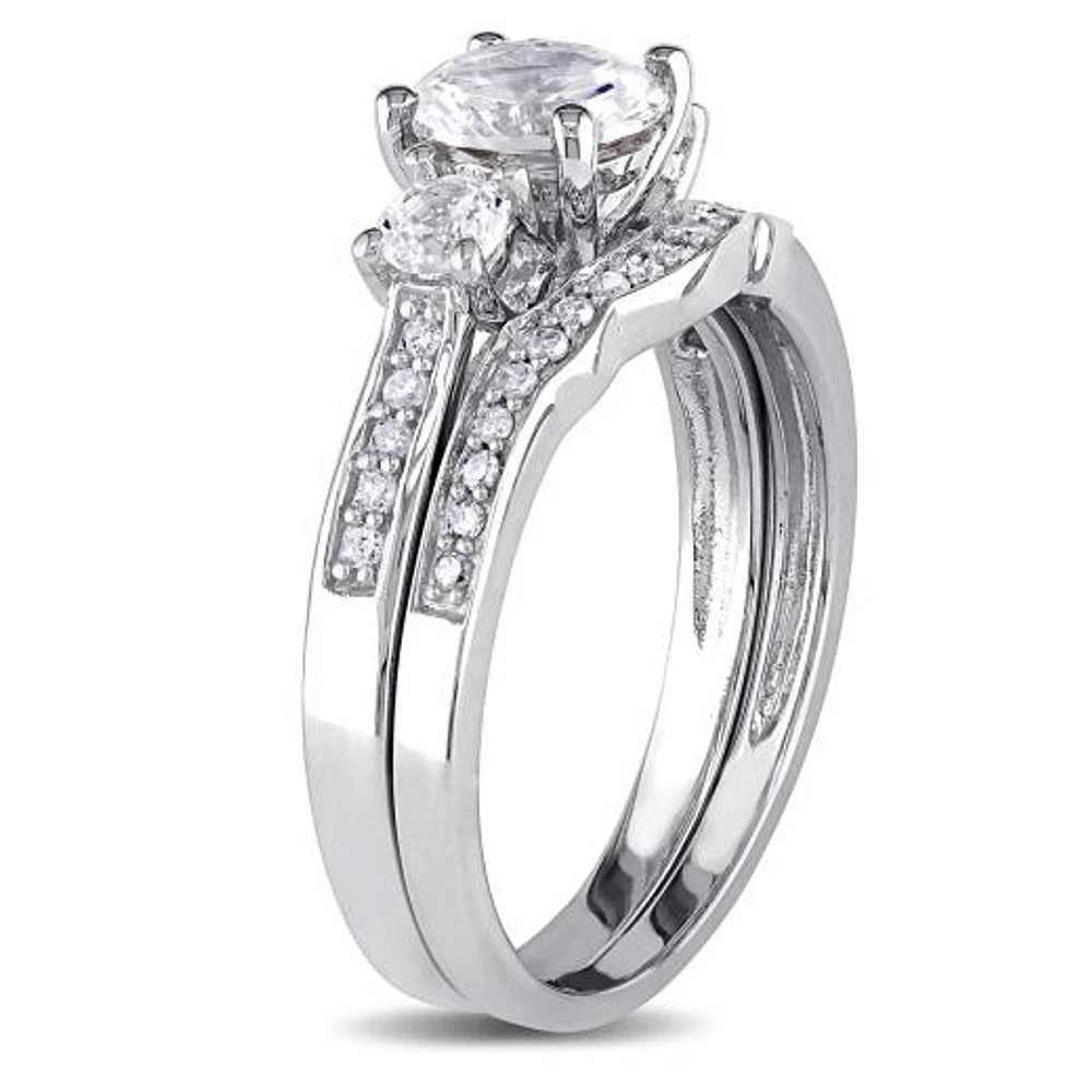 Julianna B 10K White Gold Created Sapphire & Diamond Bridal Set