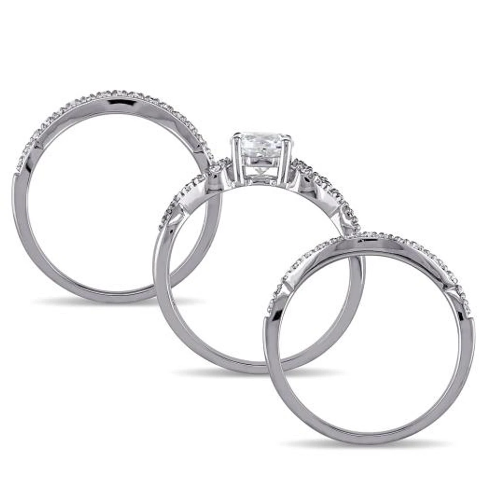 JULIANNA B 10K White Gold Created Sapphire & Diamond Bridal Set