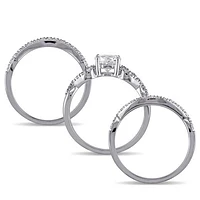 JULIANNA B 10K White Gold Created Sapphire & Diamond Bridal Set