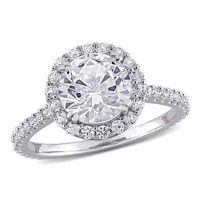Julianna B Sterling Silver Created White Sapphire Halo Ring