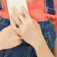 Julianna B Sterling Silver Created White Sapphire Halo Ring