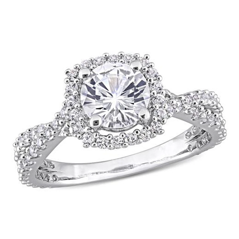 Julianna B Sterling Silver Created White Sapphire Halo Ring