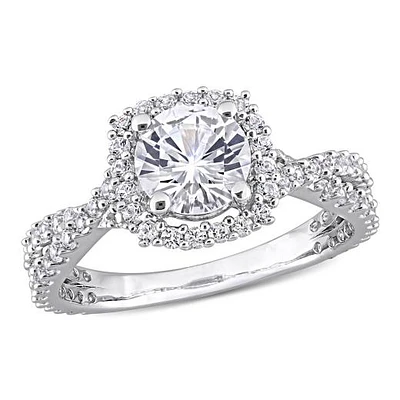 Julianna B Sterling Silver Created White Sapphire Halo Ring