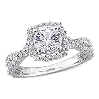 Julianna B Sterling Silver Created White Sapphire Halo Ring