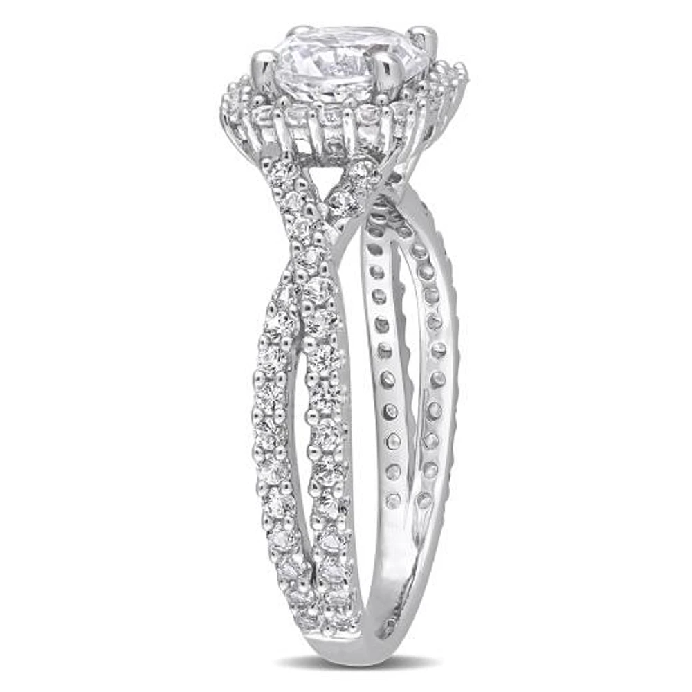 Julianna B Sterling Silver Created White Sapphire Halo Ring