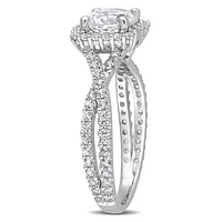 Julianna B Sterling Silver Created White Sapphire Halo Ring