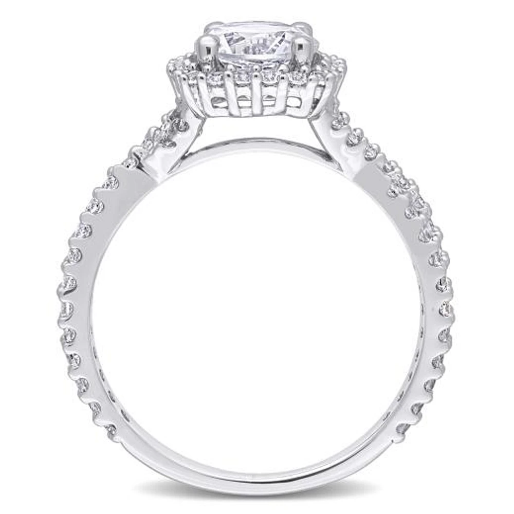 Julianna B Sterling Silver Created White Sapphire Halo Ring