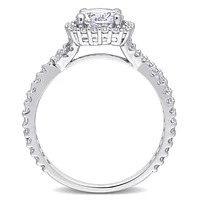 Julianna B Sterling Silver Created White Sapphire Halo Ring