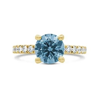 New Brilliance Lab Grown 2.50CTW Blue & White Diamond Ring in 14K Yellow Gold