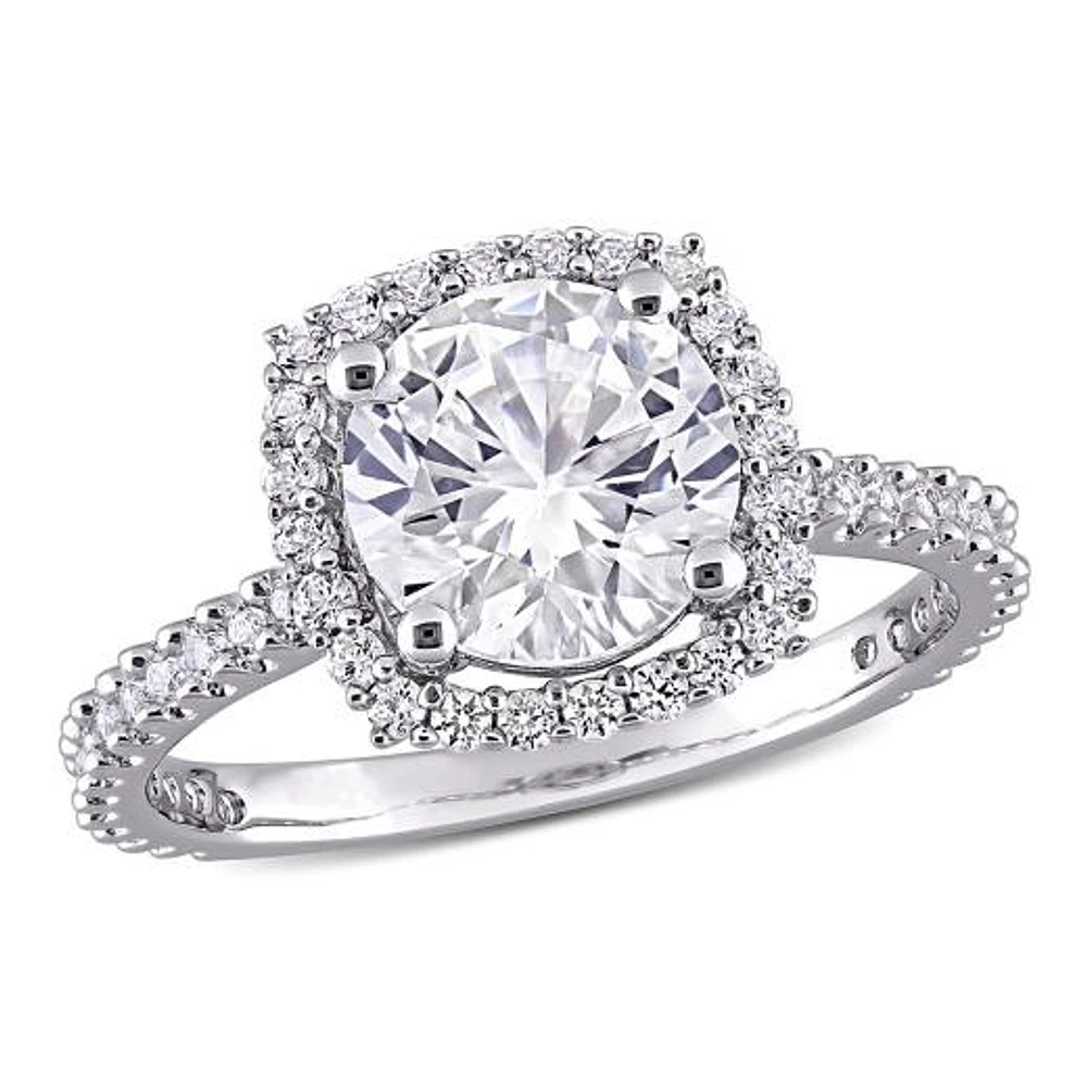 Julianna B Sterling Silver Created White Sapphire Halo Ring