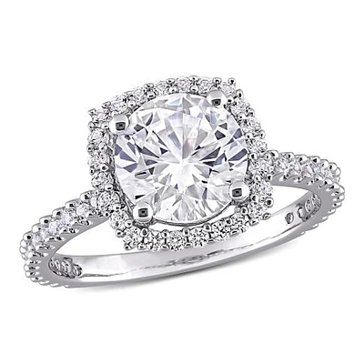 Julianna B Sterling Silver Created White Sapphire Halo Ring