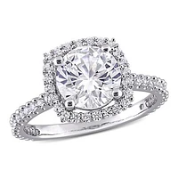 Julianna B Sterling Silver Created White Sapphire Halo Ring