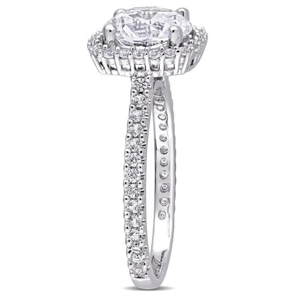 Julianna B Sterling Silver Created White Sapphire Halo Ring