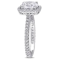 Julianna B Sterling Silver Created White Sapphire Halo Ring