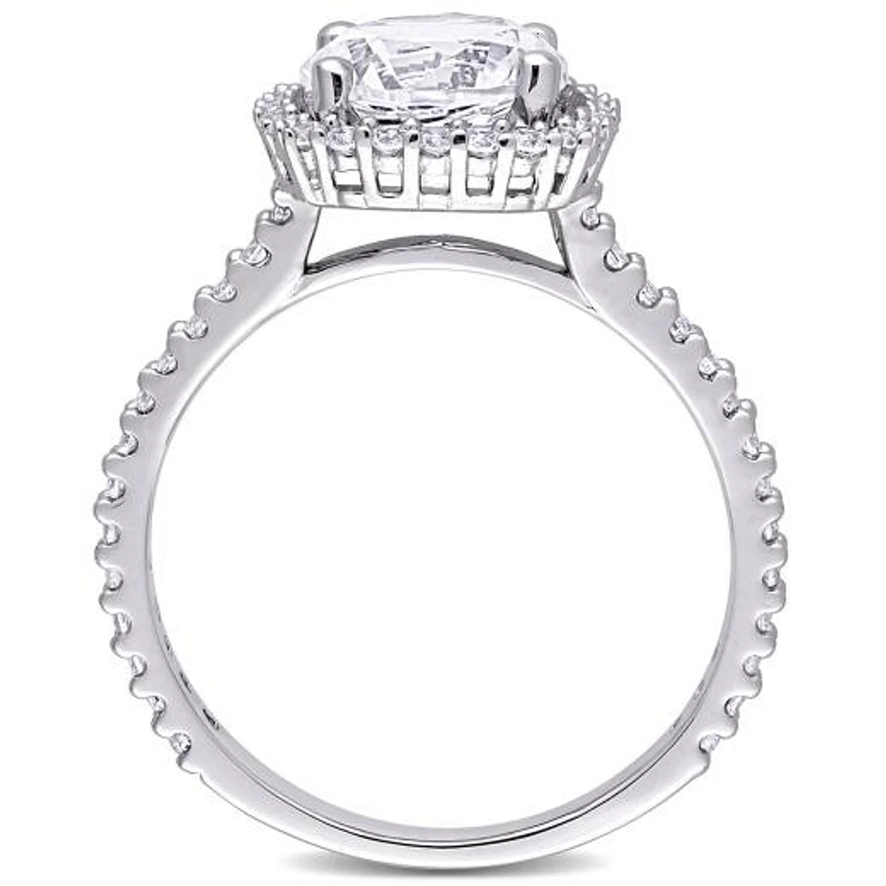 Julianna B Sterling Silver Created White Sapphire Halo Ring