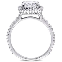 Julianna B Sterling Silver Created White Sapphire Halo Ring