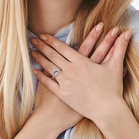 Julianna B Sterling Silver Created White Sapphire Halo Ring