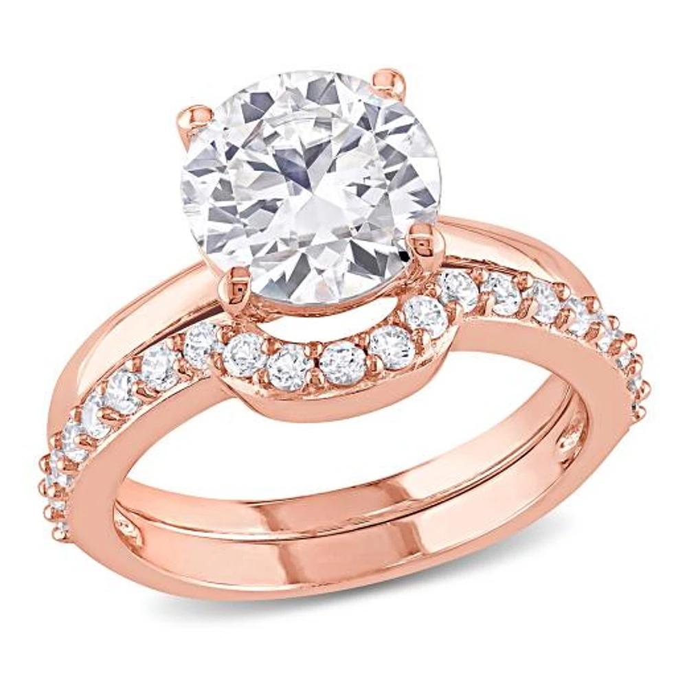 JULIANNA B 10K Rose Gold Created White Sapphire Bridal Set