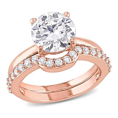JULIANNA B 10K Rose Gold Created White Sapphire Bridal Set