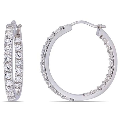 Julianna B Sterling Silver Created White Sapphire Inside Out Hoop