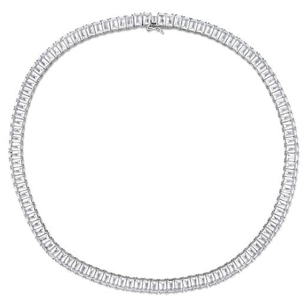 Julianna B Sterling Silver Created White Sapphire 18" Necklace