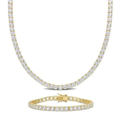 Julianna B Yellow Plated Sterling Silver Created White Sapphire Set