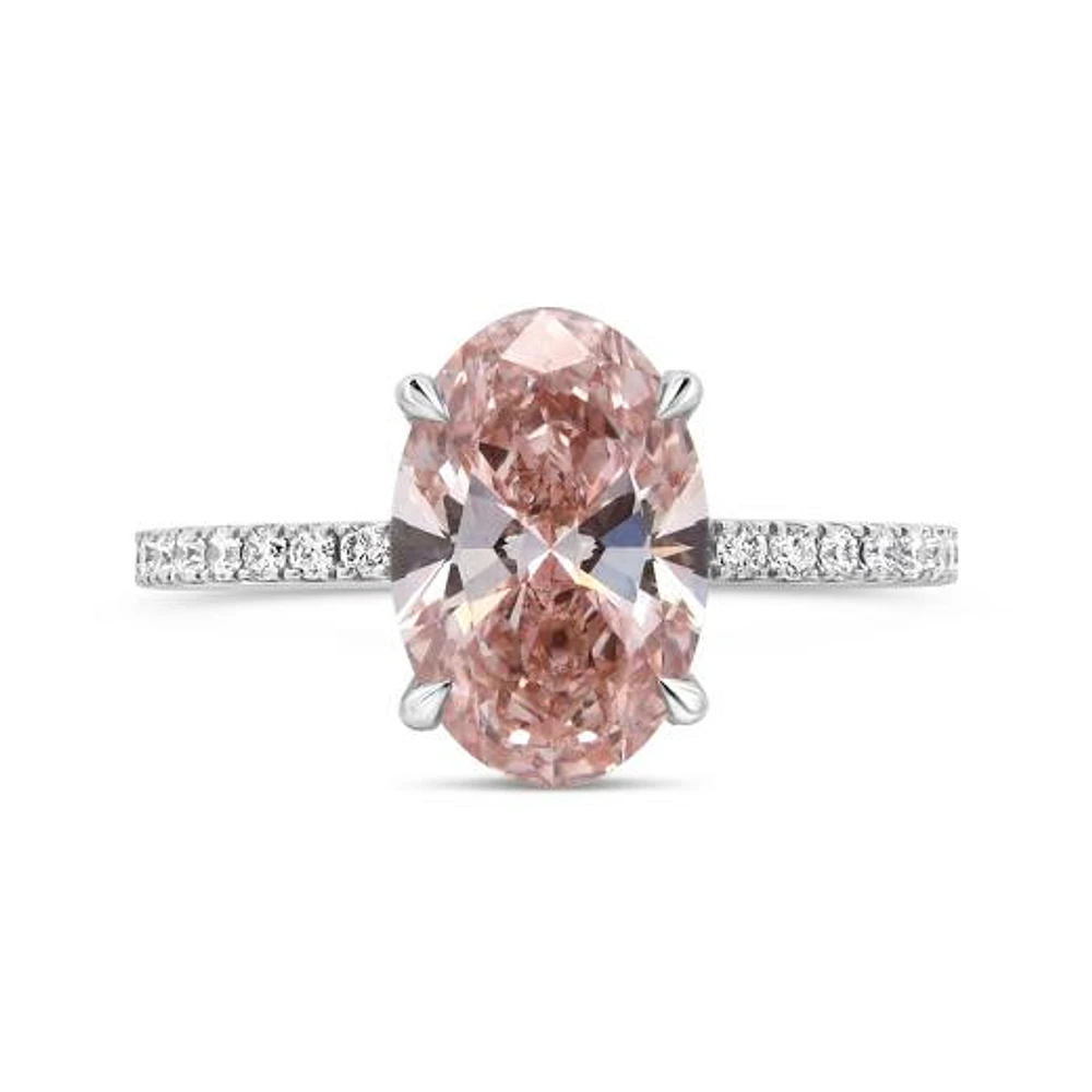 New Brilliance Lab Grown 3.46CTW Pink & White Diamond Ring in 14K White Gold