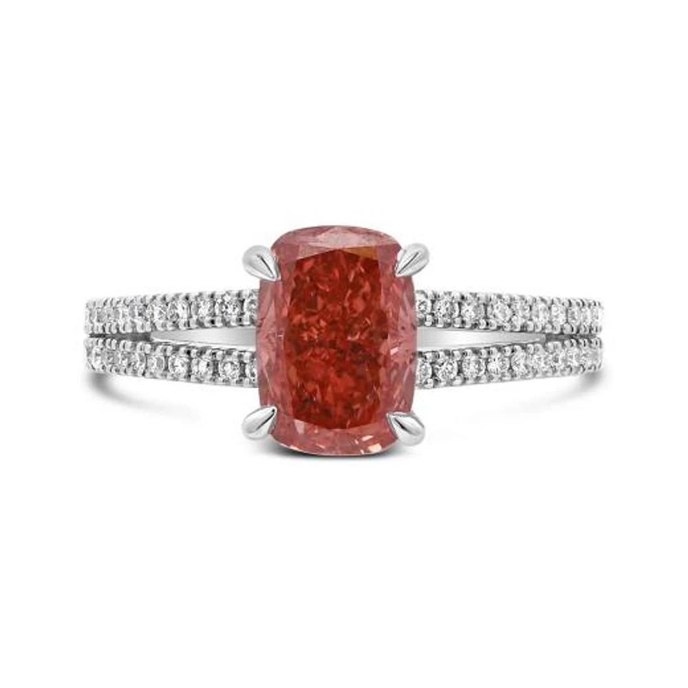 New Brilliance Lab Grown 2.25CTW Pink & White Diamond Ring in 14K White Gold
