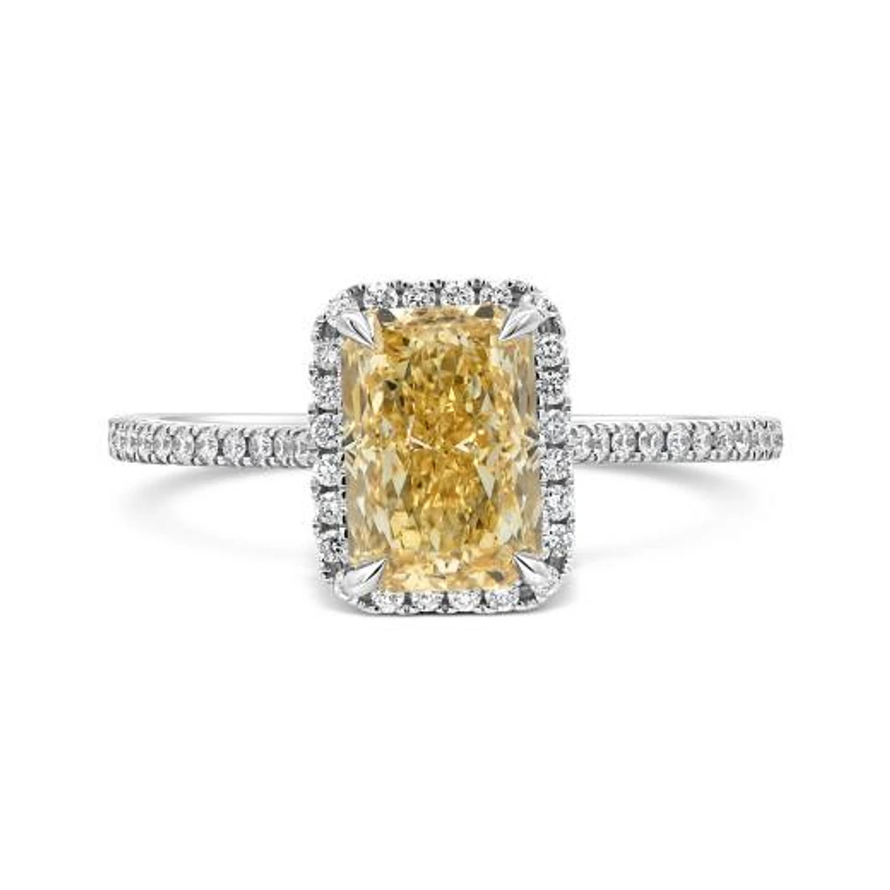 New Brilliance Lab Grown 2.25CTW Yellow & White Diamond Ring in 14K White Gold