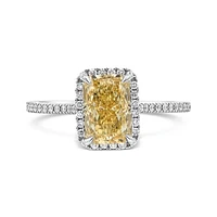 New Brilliance Lab Grown 2.25CTW Yellow & White Diamond Ring in 14K White Gold