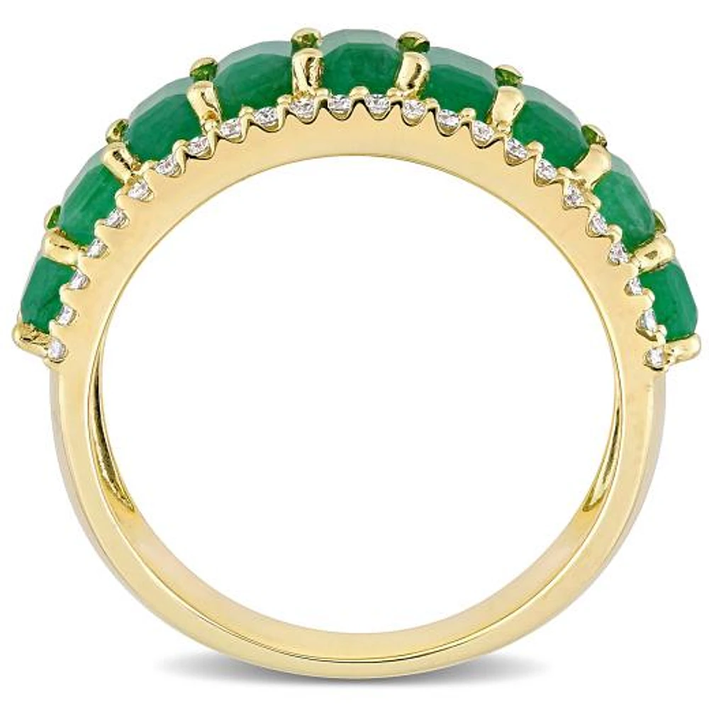 Julianna B 14K Yellow Gold Emerald & Diamond Semi Eternity Ring