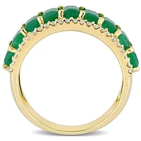 JULIANNA B 14k Yellow Gold Emerald & Diamond Semi Eternity Ring