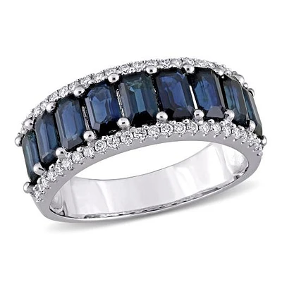 Julianna B 14K White Gold Sapphire & Diamond Semi Eternity Ring