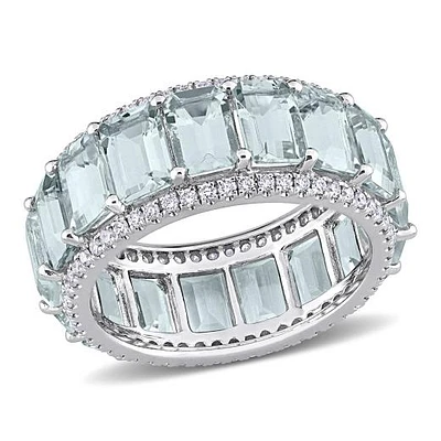 Julianna B 14K White Gold Aquamarine & Diamond Eternity Ring