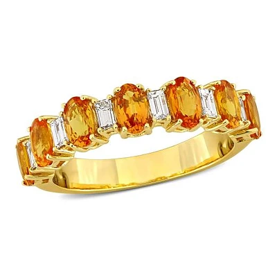 JULIANNA B 14K Yellow Gold Yellow Sapphire & Diamond Anniversary Ring