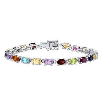 JULIANNA B Sterling Silver Multi-Gemstone Tennis 7" Bracelet