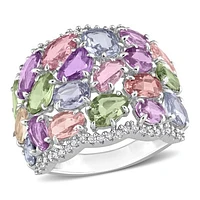 JULIANNA B 14K White Gold Multi-Sapphire & Diamond Cocktail Ring