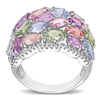 JULIANNA B 14K White Gold Multi-Sapphire & Diamond Cocktail Ring