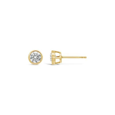 New Brilliance Lab Grown 1.50CTW Bezel Set Diamond Earrings in 10K Yellow Gold