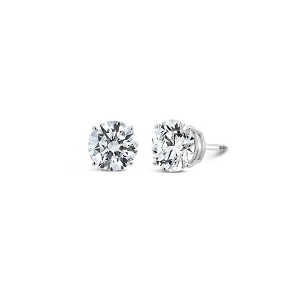 New Brilliance Lab Grown 4.00CTW Diamond Stud Earrings in 14K White Gold