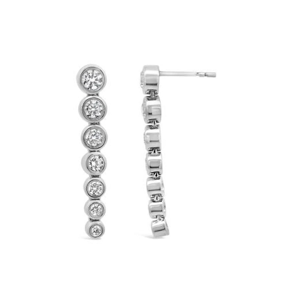 New Brilliance Lab Grown 0.95CTW Diamond Fashion Drop Earrings in 10K White Gold