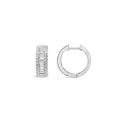 New Brilliance Lab Grown 0.95CTW Diamond Hoop Earrings in 10K White Gold