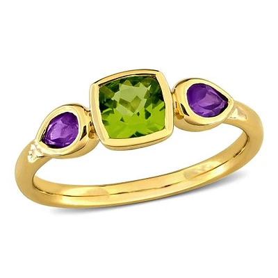 Julianna B 10K Yellow Gold Peridot & Amethyst Ring