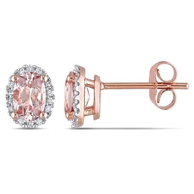 Julianna B 10K Rose Gold Morganite & Diamond Halo Earrings